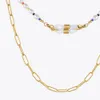 Okulary łańcuchy Enfashion kolorowe szklanki Naszyjnik dla kobiet złoty kolor Pearl Mask Choker Stal nierdzewna biżuteria p213219 230918