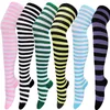 Chaussettes longues en coton à rayures noires et blanches pour femmes, bas hauts au-dessus du genou, chauds et élastiques, Tube doux, cuisses