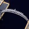 Biżuteria do włosów ślubnych Eleganckie liście przezroczyste cyrkon Tiars Fairbands Kryształowe narzeczone Akcesoria do włosów