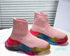Breathable knitted socks high top casual sports shoes personalized color rubber sole lace up slip on shoes