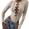 Sexy scollo a V profondo stile tinta unita Body in pizzo con scollatura da donna Lace Up Color Blocking Street wear Moda Slim Fit Tute vintage a maniche lunghe