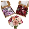 Dekorative Blumen Künstliche Blumenbox Valentinstag Geburtstagsgeschenk Brautstrauß Home Corsage Arrangement für Hochzeitsdekoration