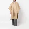 Kvinnors dike rockar Beige överdimensionerade lösa silhuett Bat Coat 2023 Fall Simple Design Cape Wind Single-Breasted Long