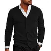 Pulls pour hommes Hommes Cardigan Pull Solide Couleur Élégant Col V Slim Fit Doux Tricoté Tissu Casual Pour La Chaleur