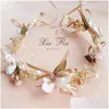 Hair Accessories Bridal Flower Crown Handmade Girls Colorf Pearls Rhinestones Princess Wreath Boutique Children Ribbon Bows Drop Deliv Dhbd2