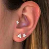 Stud Earrings Fashion Stainless Steel Crystal CZ Flower Cross Ear Studs Earring Women Tragus Cartilage Conch Daith Piercing Jewelry