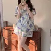 Dames nachtkleding pyjama sets dames paars zomer print Koreaanse stijl pyjama mooie mode harajuku korte mouw ademend lief meisje