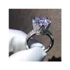 Kraliçe Crown 4ct Lab Diamond Ring 925 STERLING Gümüş Nişan Düğün Bankaları Kadınlar Gelin Yıldönümü Partisi Mücevherleri275J