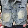 Kvinnors västar vintage blå denim väst kvinnor smal kort cowboy maistcoat vår hösten casual stor ficka ärmlös jeans jacka kappa kvinnlig