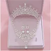 Ensembles de bijoux de mariage brillants, diadèmes en cristal et couronne en strass, collier, boucles d'oreilles pendantes pour fête de mariage, Quinceanera formelle 283g