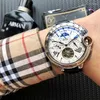 Zegarek Tuo Wheel Fly Wheel Mechanical Watch Męskie wydobycie w pełni automatyczna wielofunkcyjna wodoodporna moda oryginalna skóra
