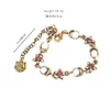 Luxury Design Bangles Varumärkesarmbandkedja Famous Women 18K Gold Plated Crysatl Rhinestone Pearl Wristband Link Chain Gifts305R