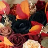 Decoratieve bloemen Halloween kunst- en groen combo box set oranje zwarte rozen bruiloft feestdecoratie