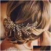 Accessoires de cheveux Strass Fleur Feuille Peigne de mariée pour filles Ornements en cristal Bijoux Femmes Headpieces 2022 Clips Drop Livraison bébé Dhwmb