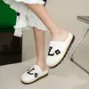 Designer Slide Bont Slippers Gesloten teen Sandalen Luxe fuzzy Slides Home Harige Platte Sandaal Dames Leuke Pluizige slippers voor dames pantoffels van schapenvacht, maat 36-42