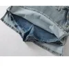 Damen-Shorts, Damen-Jeansröcke, Reißverschluss, Knopf, seitlicher Ausschnitt, kurzer Jeansrock, Streetwear-Hosen, Hosen 2023, unten 291
