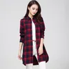 Blouses Femmes X-Long Style Classique Flanelle Plaid Chemise Femmes 2023 Automne Dames Lâche Casual Coton À Manches Longues Femme Tops Vêtements