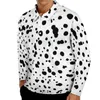 Herrpolos halloween dalmatiska polo skjortor hösten svart och vit casual skjorta långärmad vridning krage y2k design överdimensionerade t-shirts