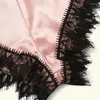 Women's Sleepwear 1Set Lingerie Sexy Bra Set Sleeveless Strap Lace Trim Satin Cami Tops Pajama Sets Bras Women Brief