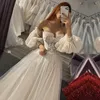 Boho Wedding Dress 2021 Sweetheart Appliques spets a-line puffy ärmar Prinsessan Elegant bröllopsklänning Brudklänningar307w