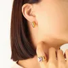 Boucles d'oreilles à clous en acier inoxydable pour femmes, bijoux simples, sans ternissement, plaqué or, ovale, ouvert, géométrique, à la mode, 2023