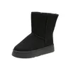 Nieuwe dameslaarzen zwart grijs kaki dikke zolen middenronde warme pluizige sneeuwlaarzen Designer Botties katoenen schoenen
