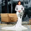 2021 Plus Size Arabic Aso Ebi Lace Beaded Mermaid Wedding Gowns Long Sleeves Satin Vintage Bridal Dresses ZJ334285p