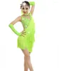 Stage Wear 2023 Latin Dance Dress Women Summer Green Sexy Backless Rumba Samba Kostium konkursowy