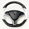 Housse de volant de voiture en Fiber de carbone et cuir blanc, bricolage, pour Tesla modèle S modèle X288s