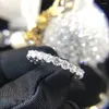 Pierścienie klastra wieczne obrączka ślubna pierścionka białe złoto wypełnione 4 mm sześcienne cyrkonowe zaręczyny dla kobiet palec ślubnych prezent biżuterii