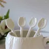 Spoons Retro Tulip Ceramic Coffee Stirring Spoon Personalized Creative Long Handled Dessert Small