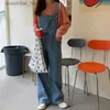 Women's Jumpsuits Rompers Korean Version Loose Wide-Leg Denim Overalls Women Thin Style Suspender Jumpsuit L230918