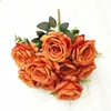 Decorative Flowers Artificial Silk Roses Bouquet Simulation Flower Home Living Room Decoration Fake Pink Champagne Rose Bouquets