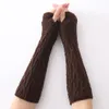 Winter Warm Gloves Cuff Knitted Half-finger Arm Covers Long Fingerless Mittens Wrist Sleeves Warmers for women