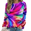 Damen Hoodies Farbe Tie Dye Casual Winter Abstrakter Kunstdruck Kawaii Hoodie Frau Langarm Oversize Klassisch bedruckte Sweatshirts