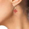 Fleurs décoratives 5 paires de boucles d'oreilles rouges festives années chinoises femmes personnalité bijoux balancent goutte 925 argent aiguille Festival cadeau