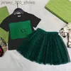 Luxe Designer Kids T-shirt Sluier Rok Mode Schattige Babykleertjes Kinderen Korte Mouw Sets Kleding Past Zomer Meisjes Katoenen Jurk 8 Stijl