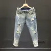 Jeans da uomo Fori Jeans Uomo e donna Estate Vita alta Colore sottile Pantaloni larghi in denim dritto alla caviglia Jeans uomo e donna 230918