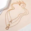 Anhänger Halsketten Trend Elegante Schmuck Kristall Hohl Wasser Tropfen Form Halskette Gold Farbe Frauen Mode Herz Großhandel