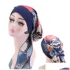 Berretti Cappelli Vintage Ragazze Intestazione Comodo Foulard Turbante Bandana Testa Avvolgente Cappello Per Cancro Colori solidi Consegna di goccia Bambino Bambini Mate Dhdps