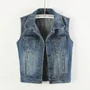 Damenwesten Jeans Weste Jacke Frauen ärmellose einreihige kurze Weste weiblichen Frühling Sommer koreanischen Casual Pocket Slim Cowboy Gilet