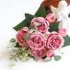 Decorative Flowers 9pcs Rose Artificial Fake Flower Valentines Day Gift Silk Flores Artificiales Decoration Mariage Weddings Home Decor