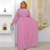 Ethnische Kleidung Afrikanische Abendkleider für Frauen Traditionelle Langarm Abaya Chiffon Maxi Robe Hochzeit Party Plus Size Kleid Marocaine