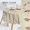 Table Cloth Round Waterproof Mandala Gold Cover Boho Floral Pattern Tablecloth For Picnic 60 Inches