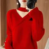 Kvinnors tröjor Fashion V-Neck Loose Casual Sweater Clothing 2023 Winter All-Match Pullovers Commute Tops