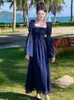 カジュアルドレス女性フランスのエレガントなフリルプリンセス長い夏の秋のボディーイブニングローブ女性服ベシドス