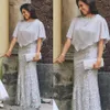 Plus Size Silver 2020 Mor till brudklänningarna Juvel Neckens spets Appliced ​​Wedding Gästklänning Golvlängd Kvinnor Formell outfit3067