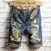 Jeans voor heren Designer bedrukte denim shorts voor heren, zomerzak, groot formaat, casual gescheurde, versleten gaten, herenjeans, slim fit, herenshorts, broeken D663 L230918