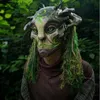 Kostymtillbehör Party Masks New Green Forest Elf Old Man Mask Halloween Simulation Cosplay Face Shield Masquerad Replica Costume Props Festival leveranser HKD2