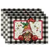 4pcs Xmas Merry Christmas Placemats Set 12x18 inch Seizoensgebonden wintervakantie tafel Matten feestkeuken Dining Decoratie Hz0065